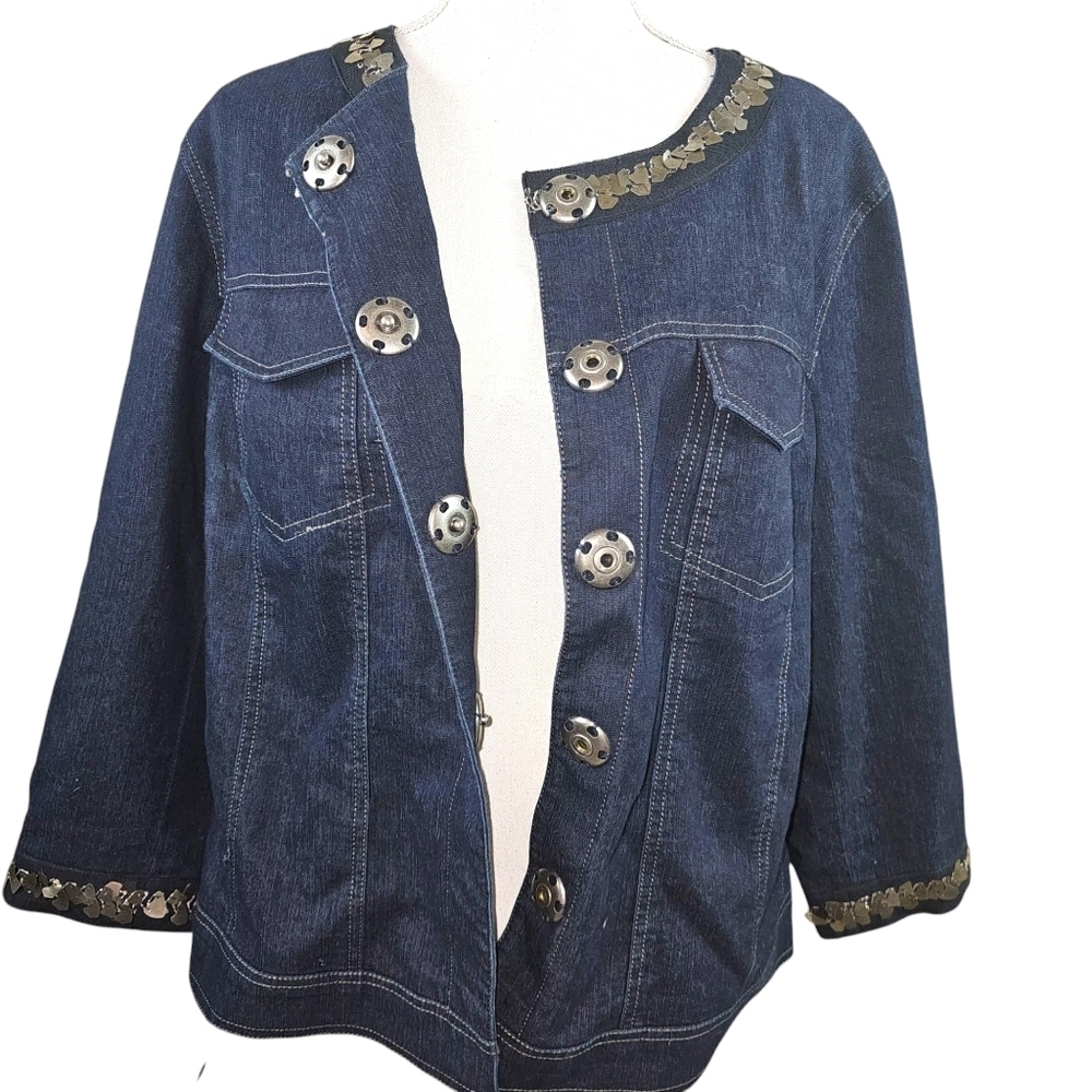 Focus 2000 Beaded Jeans Jacket in 18W - Picture 2 of 8